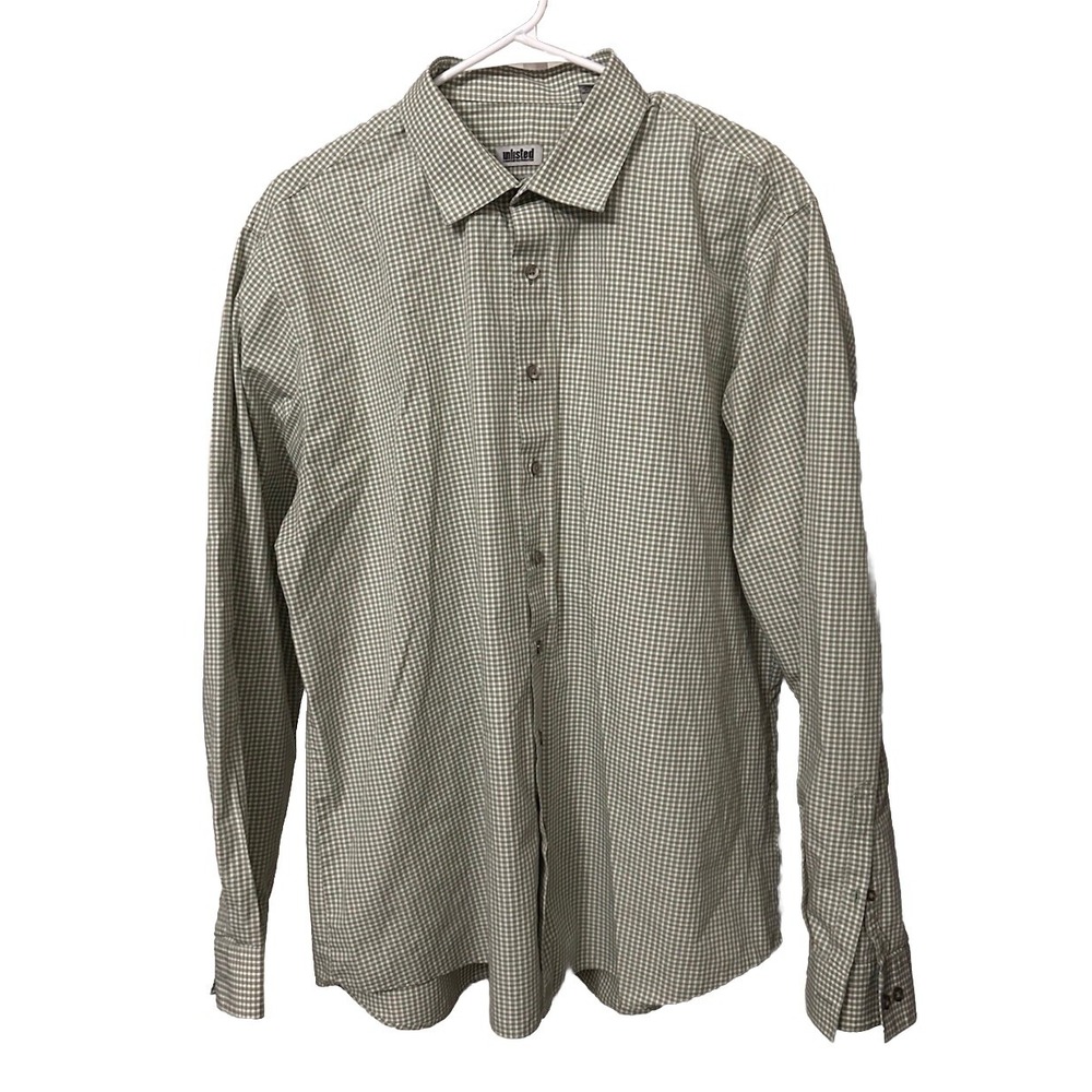 Kenneth Cole's Unlisted Men's XL Slim Fit White and Green Dress Shirt